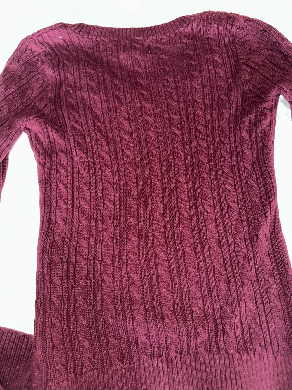 Hollister Women's Cable V-Neck Sweater - Wine/burgundy Small - Picture 6 of 6